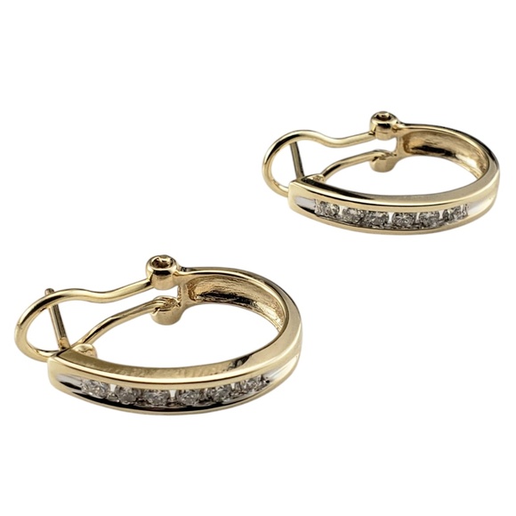 14 Karat Yellow Gold and Diamond Oval Hoop Earrings #20404 - Picture 4 of 8